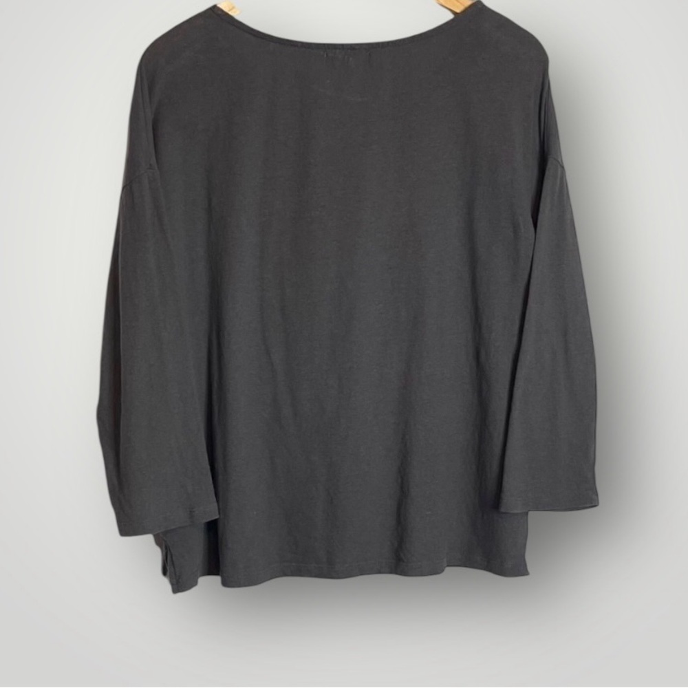 Sundry Striped Pullover Top Size Large 3/4 Sleeve Gray 100% Cotton EUC - Picture 4 of 8